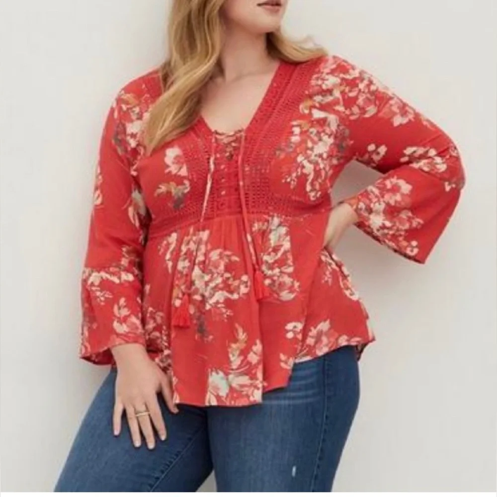 Torrid Floral Babydoll Top Blouse - Picture 1 of 4